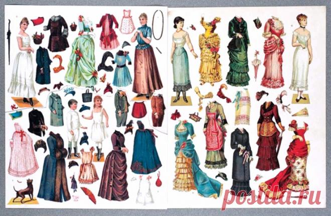 Старинные бумажные куклы XIX — начала XX веков: история, сменные наряды на все случаи жизни.