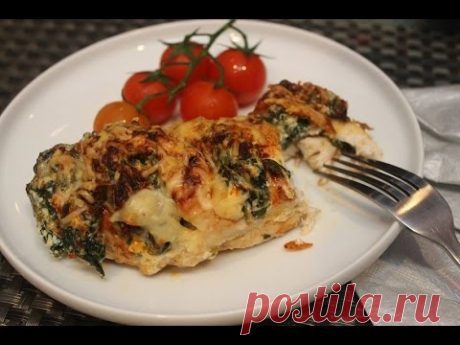 Куриные грудки с сыром рикотта и шпинатом