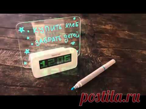 Светящийся LED-будильник «ДОСКА ДЛЯ ЗАПИСЕЙ» купить в