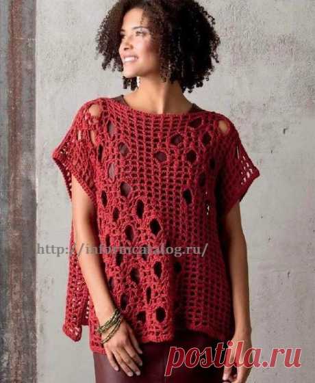 Ажурная Накидка-Безрукавка Крючком | Ниточка