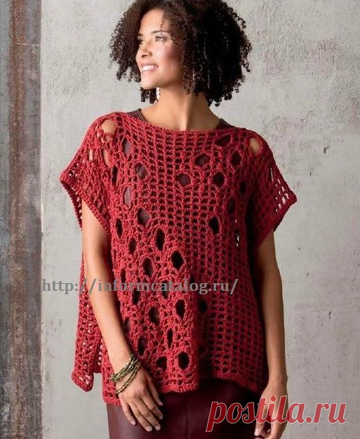 Ажурная Накидка-Безрукавка Крючком | Ниточка