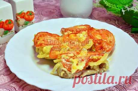 Мясо с помидорами под луковой шубой в мультиварке. Рецепт с пошаговыми фото
