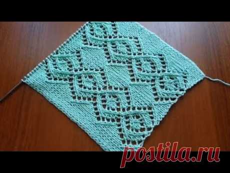 Узор "Красивый ажурный орнамент" спицами + схема. Вязание спицами. Knit pattern "Openwork ornament".