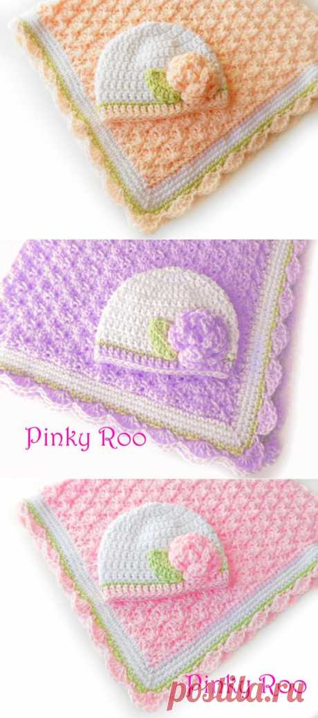 Crib size baby blanket and hat / Choose your color от PinkyRoo