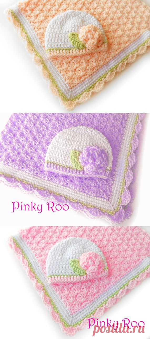 Crib size baby blanket and hat / Choose your color от PinkyRoo