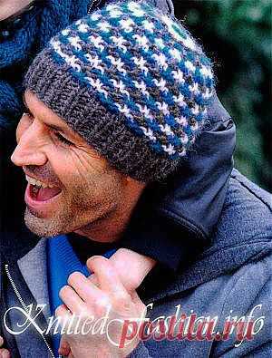 Шапка с цветным узором - KnittedFashion.info - Модное Вязание