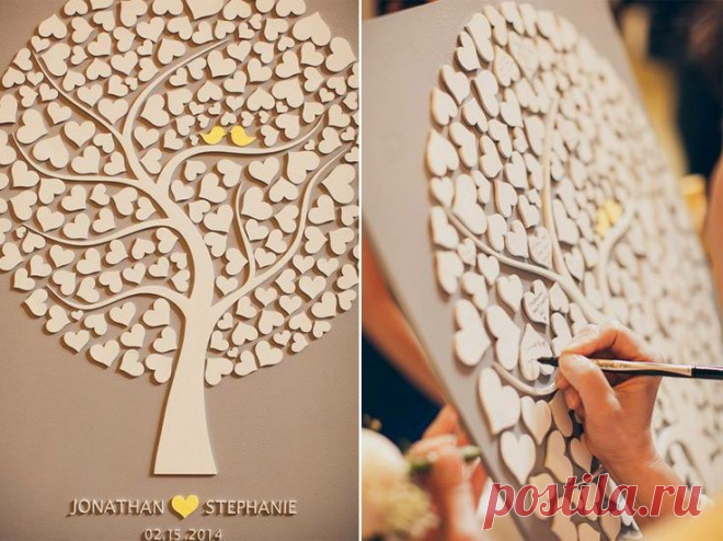 Custom wedding guest book alternative - 3D Wedding Tree guest book - wood rustic wedding guest book - Tree of Hearts - CUTIE POP 110 hearts