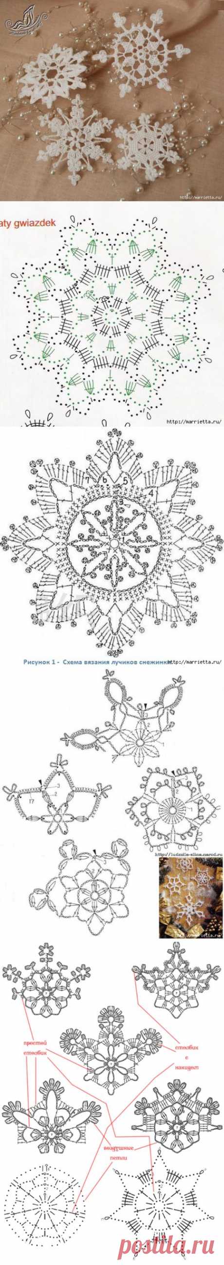Схемы СНЕЖИНОК крючком