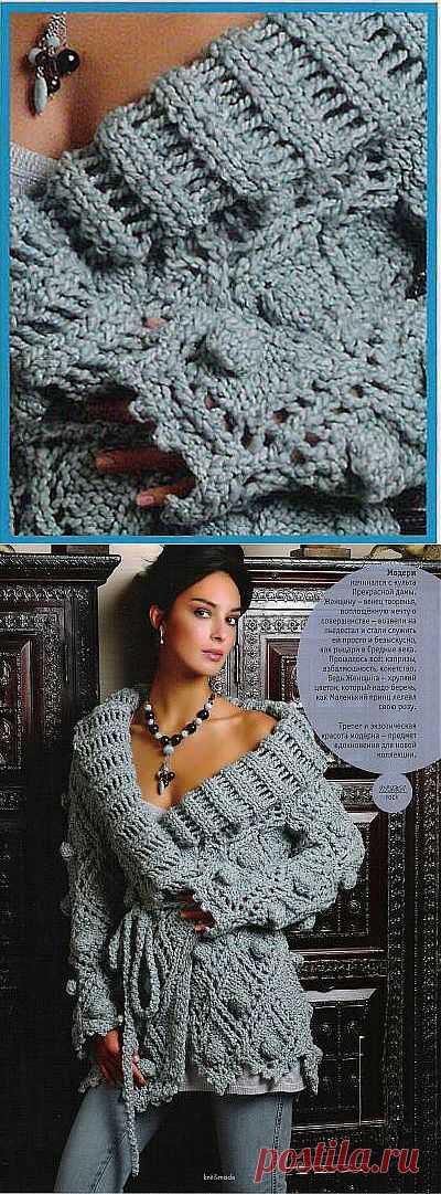 Связать голубой кардиган с широким воротником, схема - 7 Сентября 2010 - Вязание спицами, модели и схемы для вязания на спицах