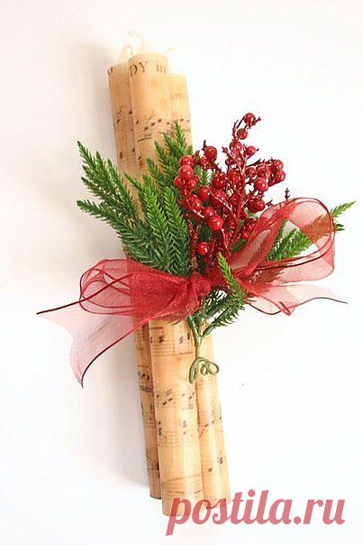 Декоративные новогодние свечи с переносом нотной распечатки