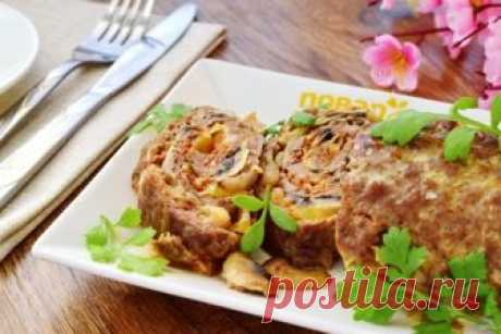 Рулет из мясного фарша с капустой