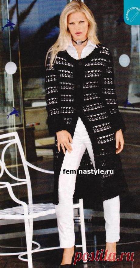 ажурное пальто крючком.