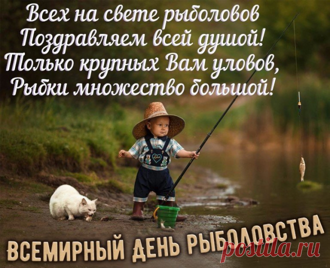 Всех на свете рыболовов
Поздравляем всей душой!
Только крупных вам уловов,
Рыбки множество большой!