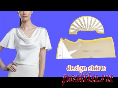 Cắt may Áo cổ đổ, tay cánh tiên đẹp cực dễ dàng|design shirts |basic Sewing techniques |LenaSewing