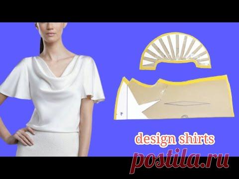 Cắt may Áo cổ đổ, tay cánh tiên đẹp cực dễ dàng|design shirts |basic Sewing techniques |LenaSewing