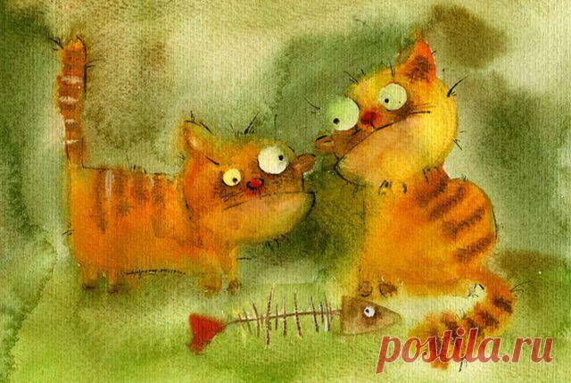 Солнечно-акварельные коты Виктории Кирдий