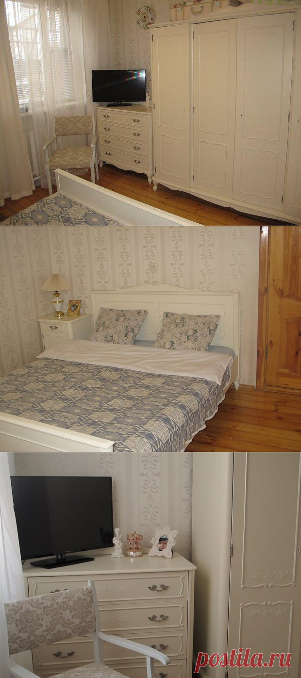 Спальня: реставрированная мебель и самодельный декор в провансе