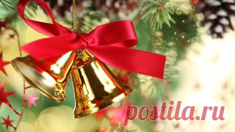 1920x1080 лента, шишка, ёлочные украшения, Колокольчики, ёлка картинки на рабочий стол 64948