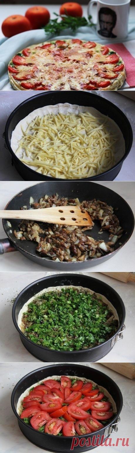 Киш с грибами и помидорами - Лучшие кулинарные рецепты интернета