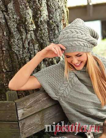 Реглан пуловер спицами с коротким рукавом &raquo; Ниткой - вязаные вещи для вашего дома, вязание крючком, вязание спицами, схемы вязания