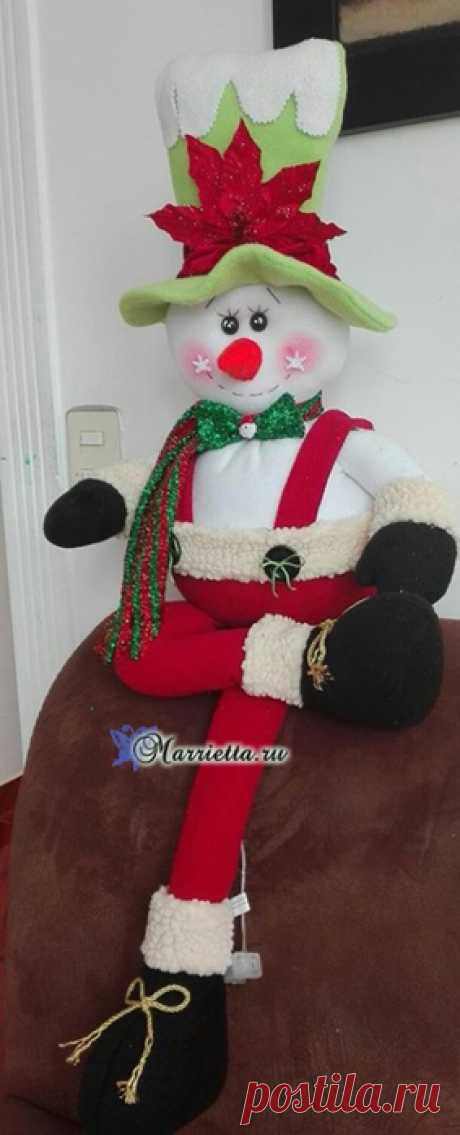 Выкройка текстильного снеговика. Шьем игрушку к Новому году
