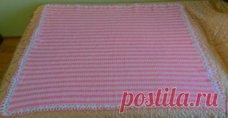 Купить Яркий теплый плед - белый, розовый, пледик, детский плед, детский плед крючком