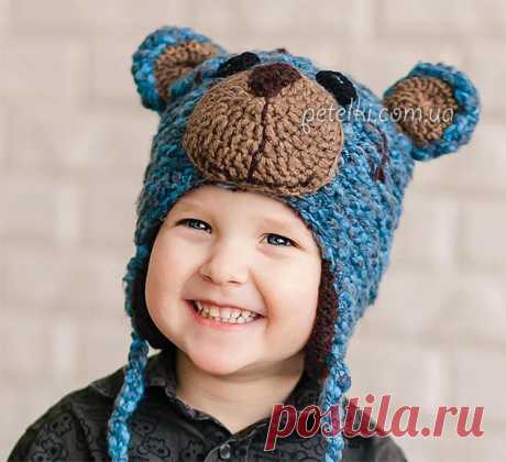 Шапочка Мишка Тедди для мальчика. Описание вязания