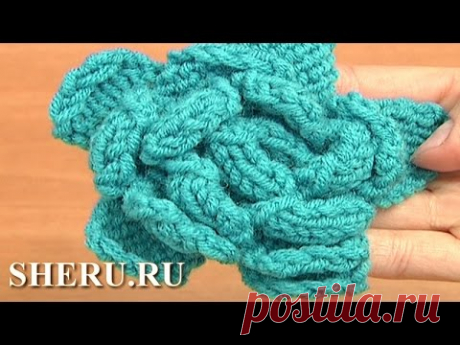 Knitted 3D Flower Patterns Урок 23  Объемный вязаный цветок