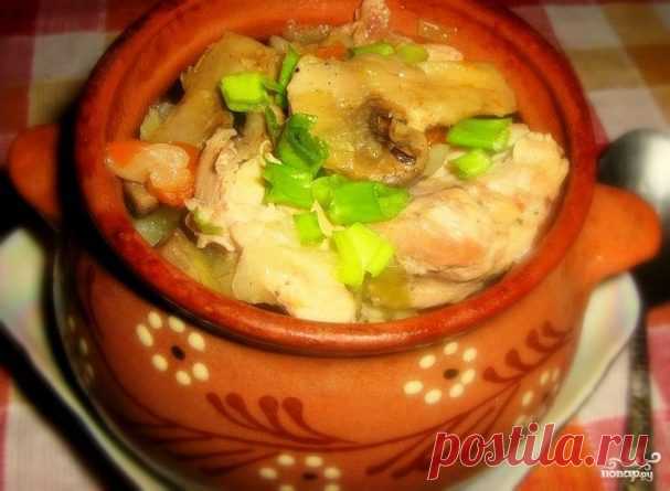 Курица в горшочке со сметаной - пошаговый рецепт с фото на Повар.ру