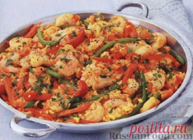 Рецепт: Паэлья с курицей и креветками на RussianFood.com
