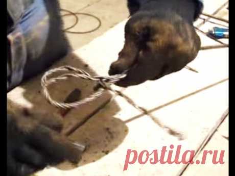 Как заплести петлю на стальном тросе/  How to to braid a loop on a steel cable