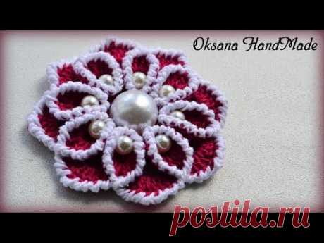 Цветок крючком с бусинами. Мастер класс. Flower with beads DIY