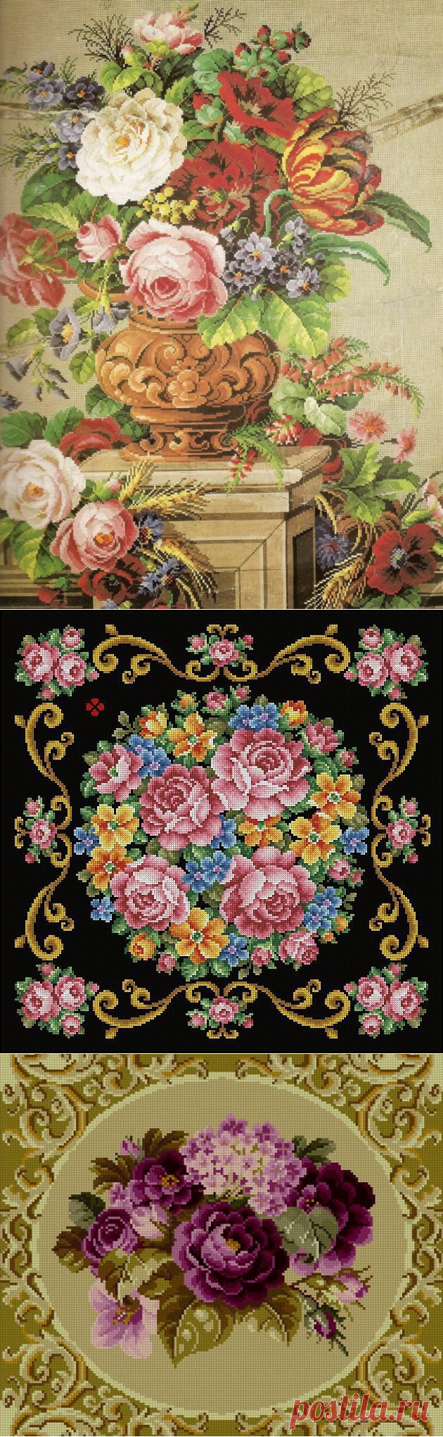 Шедевры вышивки крестом — очаровательные старинные схемы Petit Point