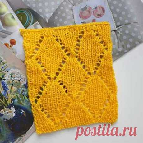 Красивые ажурные ромбы спицами, схема узора