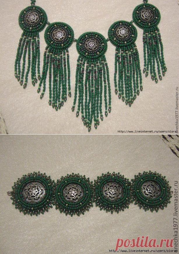 Комплект «Подвески и браслет» с пуговицами. Ручная работа автора Анны..