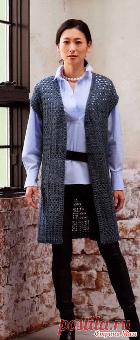 Длинный жилет. Крючок. Lady Boutique Series Knit 4439 2017