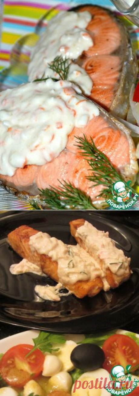 Форель с крабовым соусом и чесноком - кулинарный рецепт