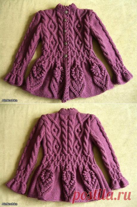 КАРДИГАН для девочки. Спицы..