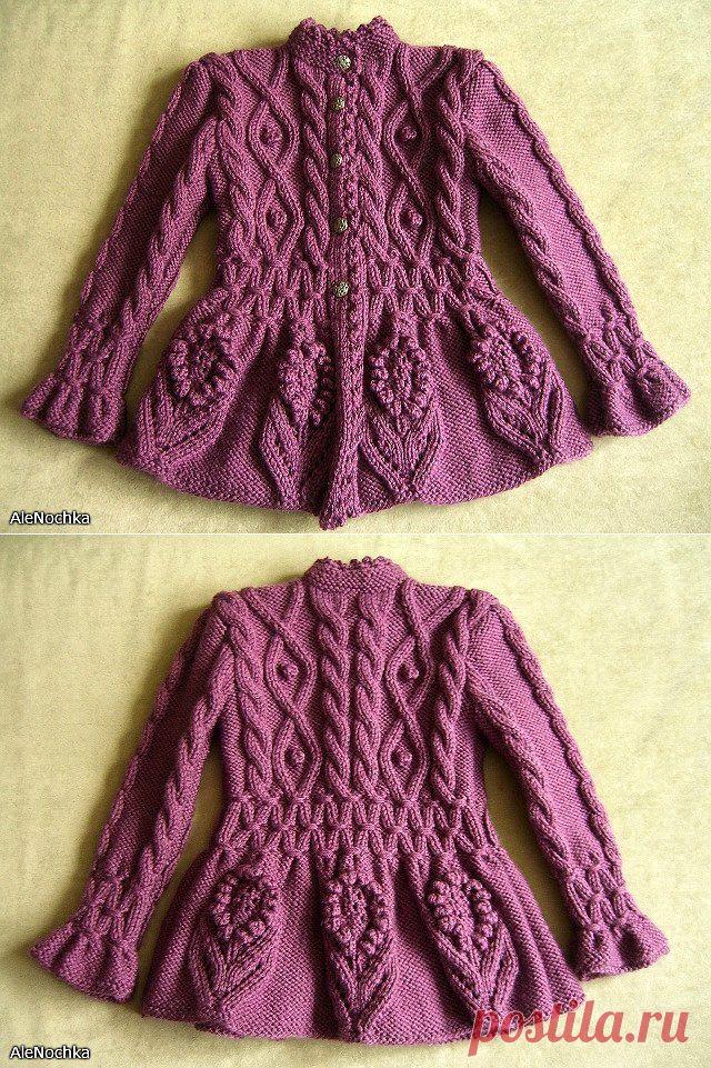 КАРДИГАН для девочки. Спицы..