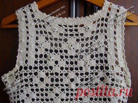 Сарафан в филейной технике