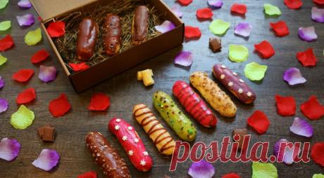 Эклеры с заварным кремом и цветной глазурью - ПУТЕШЕСТВУЙ ПО САЙТУ. Легкие, хрустящие пирожные с нежным кремом внутри, покрытые блестящей глазурью. Вкуснятина, да и только! ИНГРЕДИЕНТЫ вода 1 стакан(а) масло сливочное 260 г мука пшеничная 1 стакан(а) яйца куриные 4 шт. соль 1/4 ч.л. молоко 90 мл сахар 155 г сахар ванильный 1 ч.л. шоколад белый 1 плитка шоколад молочный 1 […]