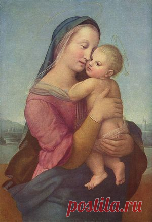 The Tempi Madonna - Raphael. 1508. Oil on wood. 75 x 51 cm. Alte Pinakothek, Munich, Germany.  |  Найдено на сайте en.wikipedia.org.