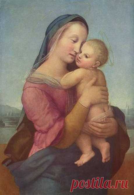 The Tempi Madonna - Raphael. 1508. Oil on wood. 75 x 51 cm. Alte Pinakothek, Munich, Germany.  |  Найдено на сайте en.wikipedia.org.