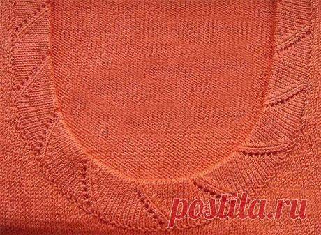 Красивая обвязка горловины - Эфария Красивая обвязка горловины . 1.чистый квадрат-лицевая петля, 2.кружочек-накид, 3.треугольник-две петли вместе. источник