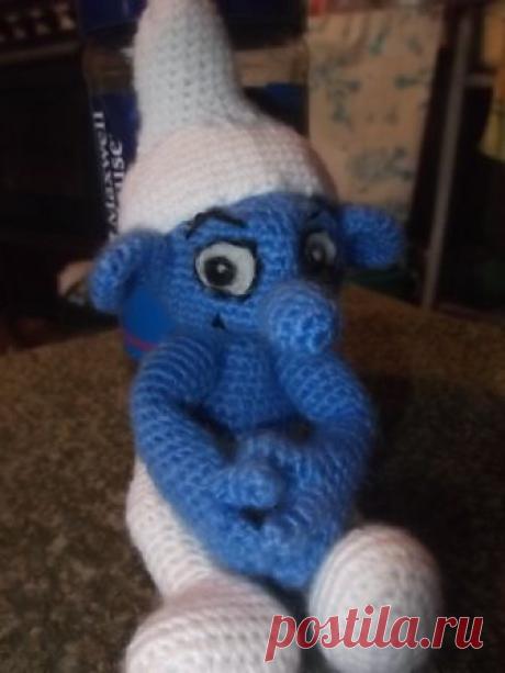 вязаный смурфик