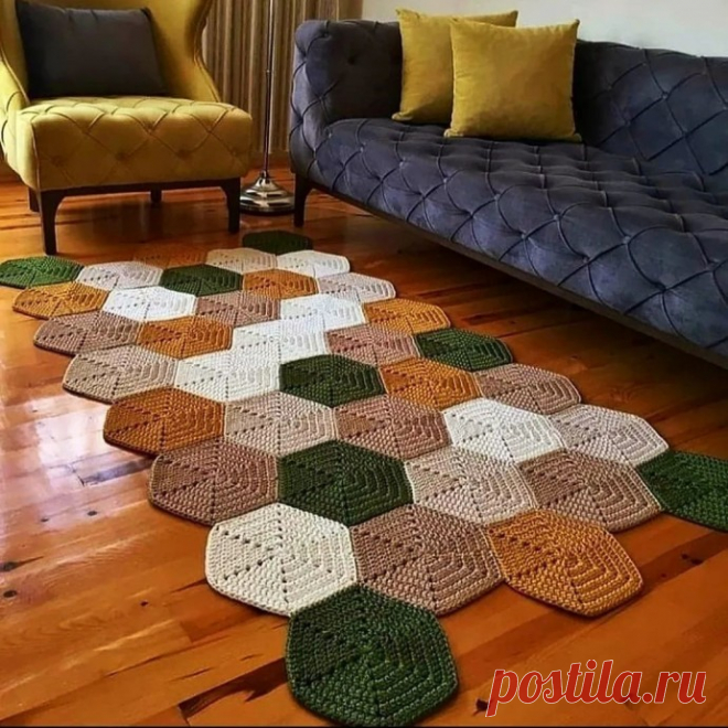 Интересный коврик из мотивов крючком