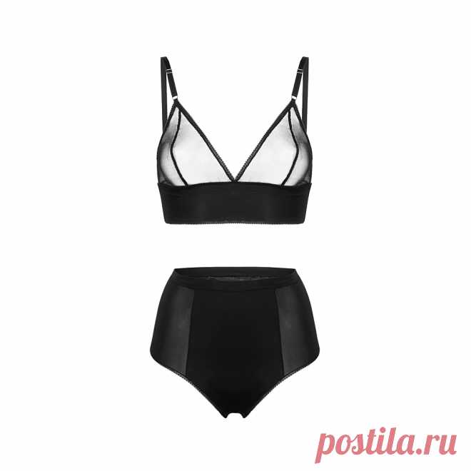 Комплект из микрофибры со вставками из эластичной сетки. Высокие трусики на широкой резинке.    Чашки лифа из эластичной сетки; пояс лифа широкий , из микрофибры. Длина бретели регулируется. 
Доступные цвета для заказа: черный, красный, пудровый, белый, мята, бордовый, изумрудный.