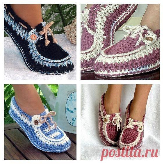 Cимпатичные тапочки крючком. описание.