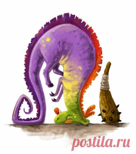 Я дубинкою махал, я дубинкою махал,
Так что выбился из сил, так что выбился из сил,
И поэтому меня, и поэтому меня
Бронтозябра укусил, бронтозябра укусил.