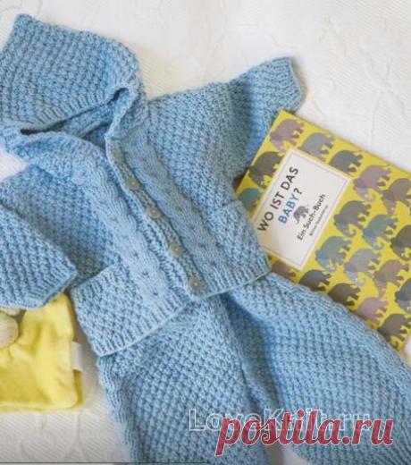 Костюм из жакетика с капюшоном и штанишек схема » Люблю Вязать